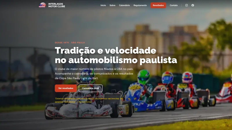 Site do Interlagos Motor Clube criado pela Izynet