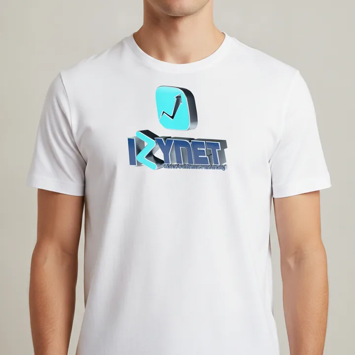 Camiseta branca com o logo em 3D no peito.