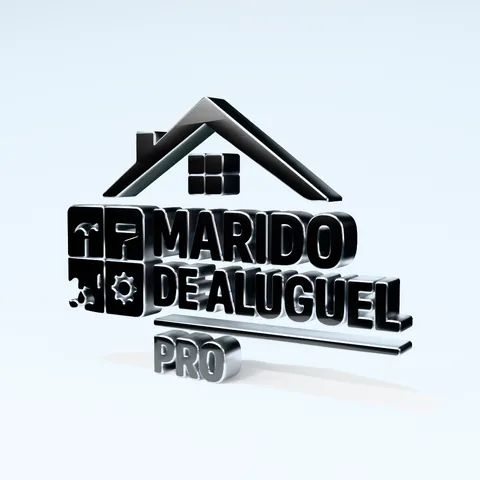 Logo do Marido de Aluguel Pro em 3D num estúdio claro.