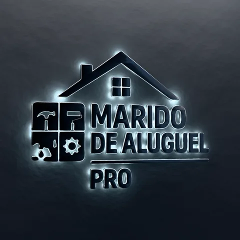 Letreiro do Marido de Aluguel Pro com LED numa parede de concreto.