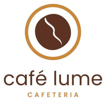 Logo do Café Lume: grão de café marrom dentro de um anel caramelo e o nome em letras finas.