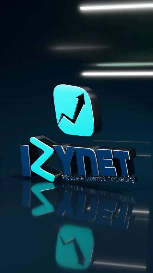 Quadro final da vinheta vertical com o logo da Izynet em 3D.