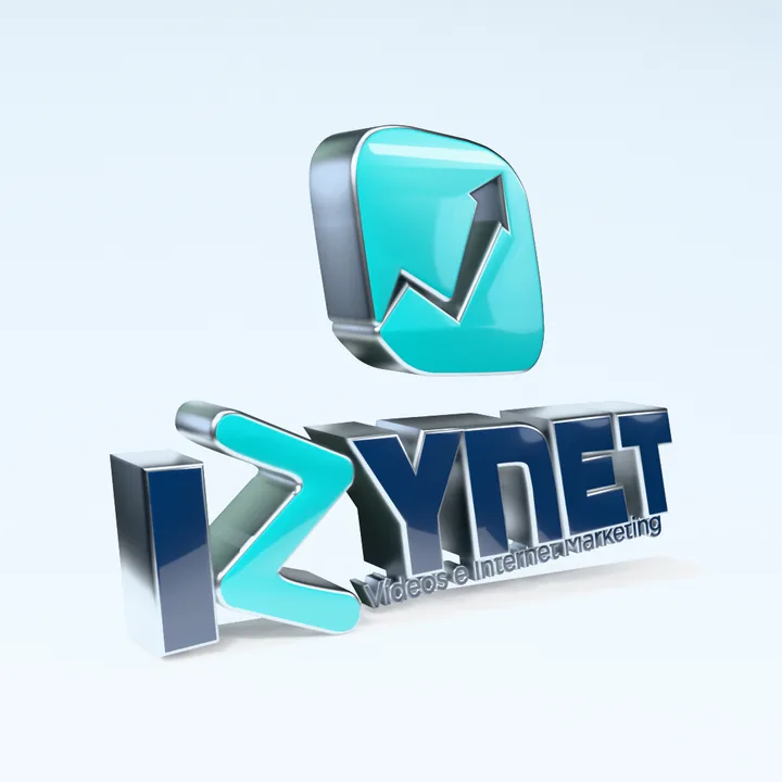 Logo da Izynet em 3D num estúdio claro, com sombra suave.